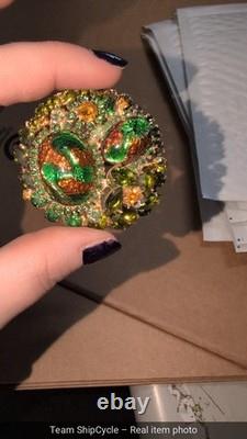 U25344 Vtg Juliana Delizza Elster Gemstone Gold Fluss Rhinestone Green G2U