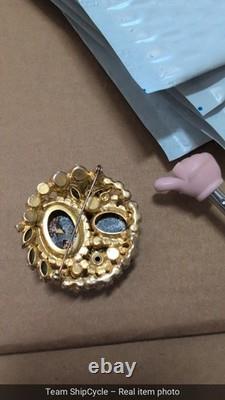 U25344 Vtg Juliana Delizza Elster Gemstone Gold Fluss Rhinestone Green G2U