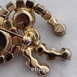 Unsigned Juliana D&E Purple Rhinestone Figural Brooch Art Glass Vintage