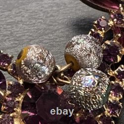 Unsigned Juliana D&E Purple Rhinestone Figural Brooch Art Glass Vintage