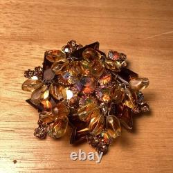 VERY RARE Vintage JULIANA Unusual SHAPED Rhinestone DANGLE Beaded BROOCH PIN