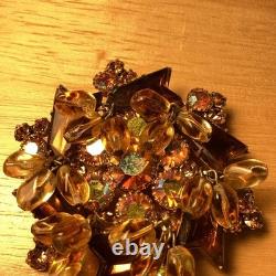 VERY RARE Vintage JULIANA Unusual SHAPED Rhinestone DANGLE Beaded BROOCH PIN