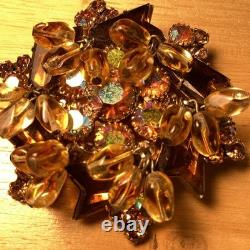 VERY RARE Vintage JULIANA Unusual SHAPED Rhinestone DANGLE Beaded BROOCH PIN