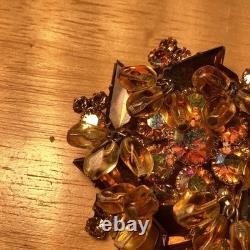 VERY RARE Vintage JULIANA Unusual SHAPED Rhinestone DANGLE Beaded BROOCH PIN