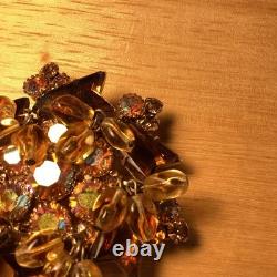 VERY RARE Vintage JULIANA Unusual SHAPED Rhinestone DANGLE Beaded BROOCH PIN