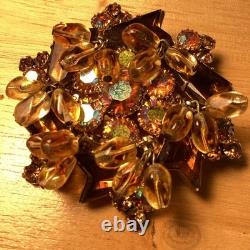 VERY RARE Vintage JULIANA Unusual SHAPED Rhinestone DANGLE Beaded BROOCH PIN