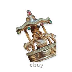 VINTAGE 1940s FRANK GARGANO Garman Carousel Circus Figural Rhinestone Brooch Pin