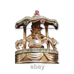 VINTAGE 1940s FRANK GARGANO Garman Carousel Circus Figural Rhinestone Brooch Pin