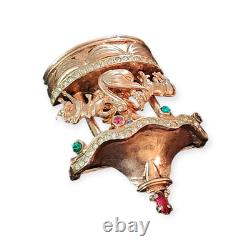 VINTAGE 1940s FRANK GARGANO Garman Carousel Circus Figural Rhinestone Brooch Pin