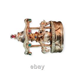 VINTAGE 1940s FRANK GARGANO Garman Carousel Circus Figural Rhinestone Brooch Pin