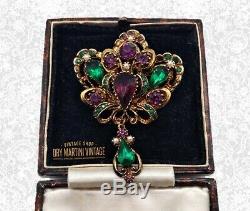 VINTAGE 1950s RARE HOLLYWOOD SUFFRAGETTE COLOURS RHINESTONE BROOCH PIN COLLECTOR