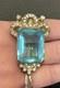 VINTAGE ART DECO FAUX AQUAMARINE Rhinestone DRESS CLIP BROOCH Pin COMBO HIGH END
