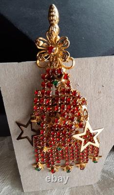 VINTAGE GALE & FRIENDS STRANDS of RHINESTONE CHRISTMAS TREE BROOCH book piece