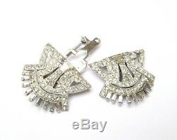VINTAGE Rhinestone DUETTE Signed CORO Dress Clips Brooch Separable 1930s Pin