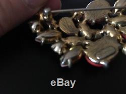 VINTAGE SCHIAPARELLI SIGNED Rhinestone Parure Brooch, Earrings, Necklace set