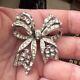 VINTAGE Sterling Made In Germany Brilliant Rhinestone Bow Brooch Missing Stones