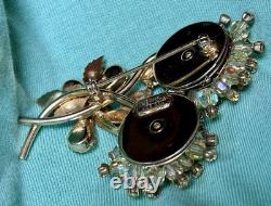 VINTAGE VENDOME Amber RHINESTONE FLOWER PIN Chunky  Rare Dangle & Set (Large)