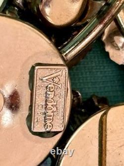 VINTAGE VENDOME Amber RHINESTONE FLOWER PIN Chunky  Rare Dangle & Set (Large)