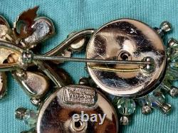 VINTAGE VENDOME Amber RHINESTONE FLOWER PIN Chunky  Rare Dangle & Set (Large)