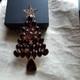 VINTAGE XLARGE AMETHYST RHINESTONE CHRISTMAS TREE BROOCH with3-D STARS