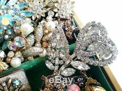 VNTG Jewelry Rhinestone Lot Brooches Sets FLORENZA Benedikt BSK Weiss Juliana