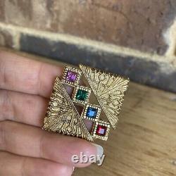 VTG 1980s Givenchy Brooch Baroque Style Gold Tone And Rhinestones