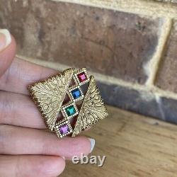 VTG 1980s Givenchy Brooch Baroque Style Gold Tone And Rhinestones