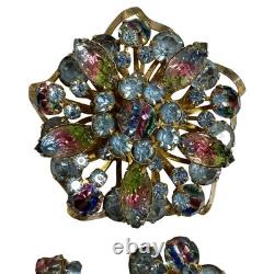 VTG 50s Juliana Watermelon Rhinestone Brooch Set