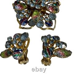 VTG 50s Juliana Watermelon Rhinestone Brooch Set