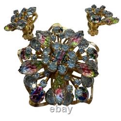 VTG 50s Juliana Watermelon Rhinestone Brooch Set