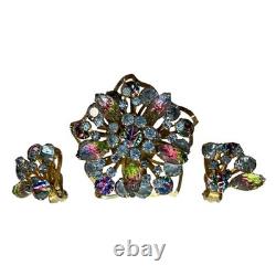 VTG 50s Juliana Watermelon Rhinestone Brooch Set