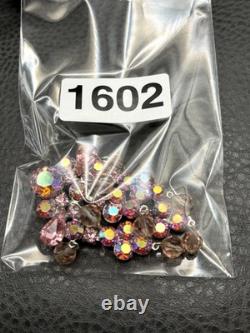 VTG AB Aurora Borealis Rhinestone Chandelier Dangle Cha Cha Brooch Pink Crystal
