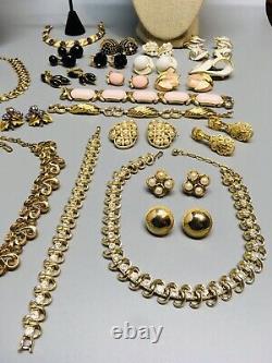 VTG ALL Signed Trifari Jewelry Lot Brooch Necklace Bracelet Pearl Enamel Sets