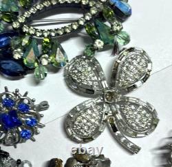 VTG As Is Costume Jewelry Lot Antique Brooches Bracelets Flask/Cigarette Case ++