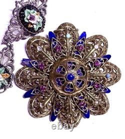 VTG As Is Costume Jewelry Lot Antique Brooches Bracelets Flask/Cigarette Case ++