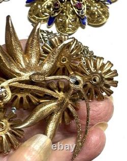 VTG As Is Costume Jewelry Lot Antique Brooches Bracelets Flask/Cigarette Case ++