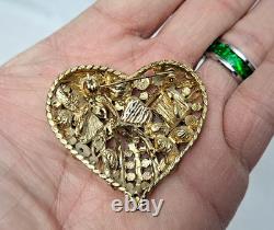 VTG Christian Lacroix Heart Brooch Jeweled Faux Pearl Rhinestone Gold Tone 2x2