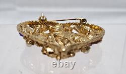 VTG Christian Lacroix Heart Brooch Jeweled Faux Pearl Rhinestone Gold Tone 2x2