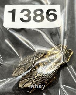 VTG Cicada Insect Fly Brooch Gold Tone Silver Tone Mixed Metal Rhinestone Pin