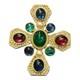 VTG Ciner Maltese Cross Brooch Pendant Gold Tone Glass Stone & Rhinestones READ
