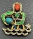 VTG DeNicola Aquarius Zodiac Brooch Pin Enamel Rhinestone Figural Water Bearer
