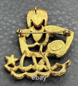 VTG DeNicola Aquarius Zodiac Brooch Pin Enamel Rhinestone Figural Water Bearer