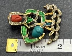 VTG DeNicola Aquarius Zodiac Brooch Pin Enamel Rhinestone Figural Water Bearer