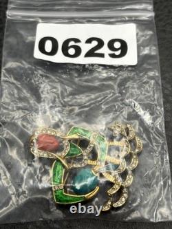 VTG DeNicola Aquarius Zodiac Brooch Pin Enamel Rhinestone Figural Water Bearer