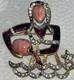VTG DeNicola Aquarius Zodiac Brooch Pin Red Enamel Rhinestone Water Bearer RARE