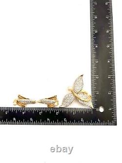 VTG Elsa Schiaparelli Pave Rhinestone Pearl Brooch & Earring Set Demi Parure