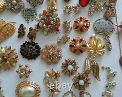 VTG Fashion Designer Rhinestone Enamel Brooch Earrings Necklace Lot