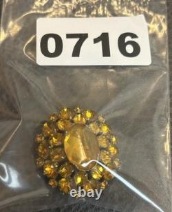 VTG Faux Amber Citrine Glass Crystal Open Back Czech Or Austrian Dome Brooch