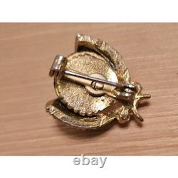 VTG HATTIE CARNEGIE Ladybug Brooch Pin Rhinestone Faux Pearl Blue Cabochon