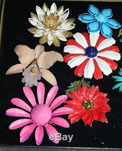 VTG HUGE Lot of Enamel Flower Pins Brooches Sarah Coventry Originals by Robert